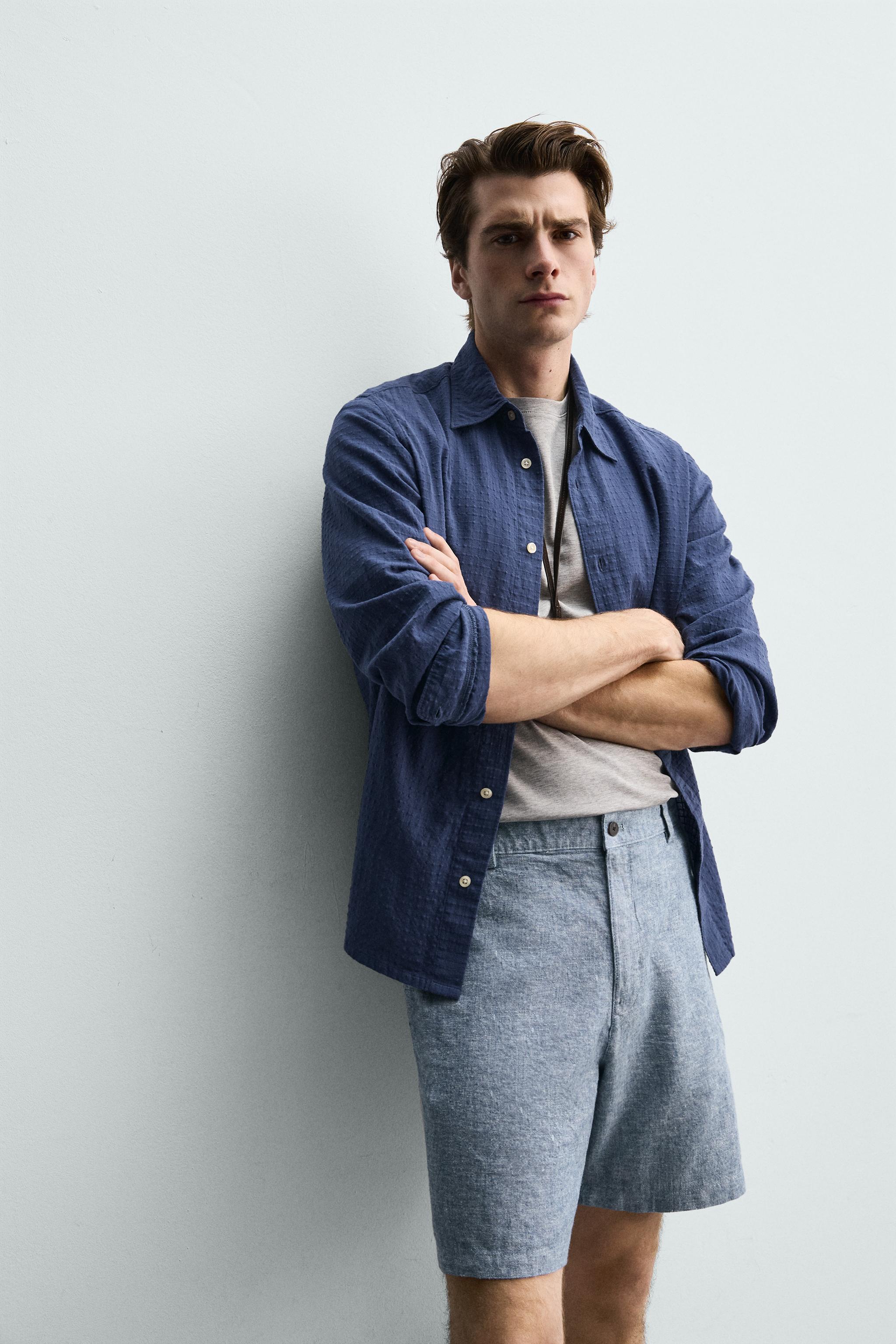REGULAR FIT TEXTURED SHORTS